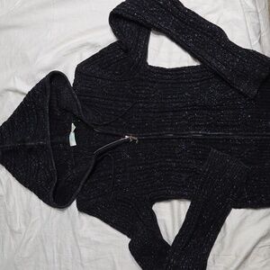 Jennifer Lopez Black Hooded Sweater